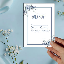 Moderne Blue Floral RSVP Card Einladung