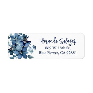 Moderne Blue Floral Rücksendeadresse