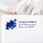 Moderne Blue Floral Swirl Rücksendeadresse (Insitu)