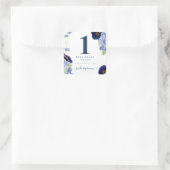 Moderne Blue Floral Wedding Drink Token Quadratischer Aufkleber (Tasche)