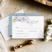 Moderne Blue Floral Wedding RSVP Card
