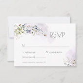 Moderne Blue Floral Wedding RSVP Card (Vorderseite)