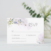 Moderne Blue Floral Wedding RSVP Card (Stehend Vorderseite)