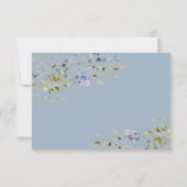 Moderne Blue Floral Wedding RSVP Card (Rückseite)