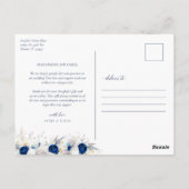 Moderne Blue Floral Wedding Vielen Dank Postkarte (Rückseite)