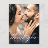 Moderne Blue Floral Wedding Vielen Dank Postkarte (Vorderseite)