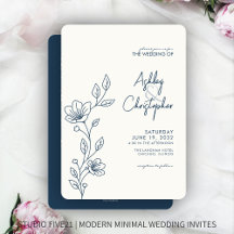 Moderne Blue Foliage Kontur All-in-One Hochzeit