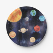 Moderne Blue Galaxy Planets Space Pappteller (Vorderseite)