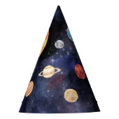 Moderne Blue Galaxy Planets Space Partyhütchen (Vorderseite)