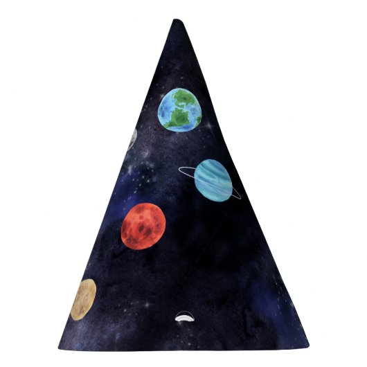 Moderne Blue Galaxy Planets Space Partyhütchen (Rechts)