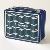 Moderne Blue Gebäude Blocks personalisieren Metall Brotdose (Rückseite)