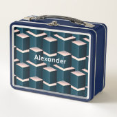 Moderne Blue Gebäude Blocks personalisieren Metall Brotdose (Vorderseite)