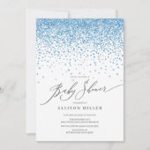 Moderne Blue Glitzer Boys Baby Dusche Einladung (Vorderseite)