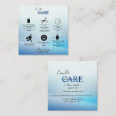 Moderne Blue Glitzer Candle Care Quadratische Visitenkarte (Vorne/Hinten)