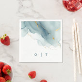 Moderne Blue Gold Aquamarin Monogram Beach Wedding Serviette (Beispiel)