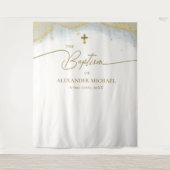 Moderne Blue-Gold-Cross-Taufe Wandteppich (Vorderseite)