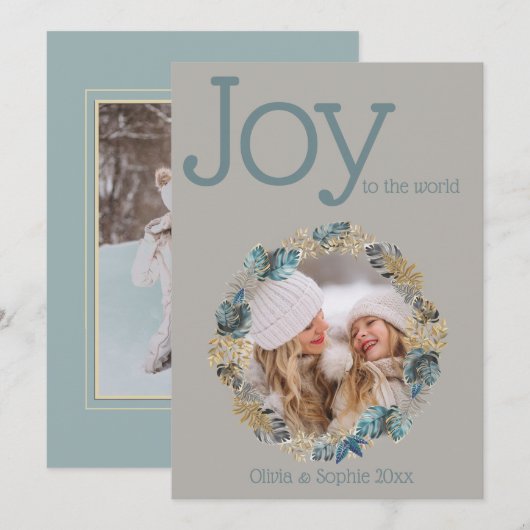 Moderne Blue Gold Foliage Foto Frame (Vorne/Hinten)