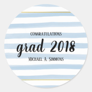 Moderne Blue & Gold Graduate Custom Stickers