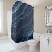 Moderne Blue Gold Marmor Collection Duschvorhang (Beispiel)