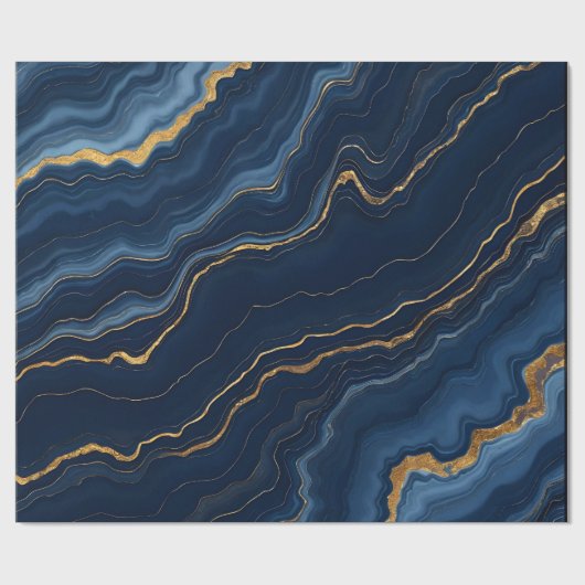 Moderne Blue Gold Marmor Collection Geschenkpapier (Flach)