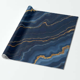 Moderne Blue Gold Marmor Collection Geschenkpapier