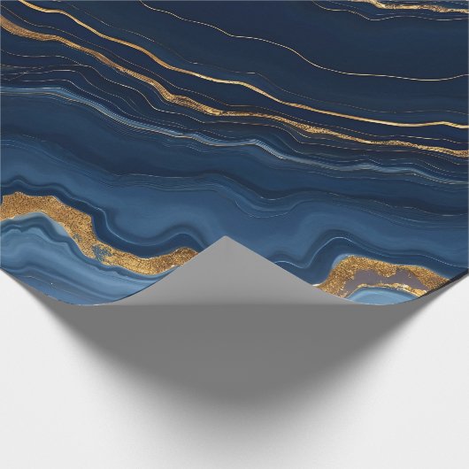 Moderne Blue Gold Marmor Collection Geschenkpapier (Ecke)