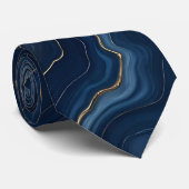 Moderne Blue Gold Marmor Collection Krawatte (Gerollt)