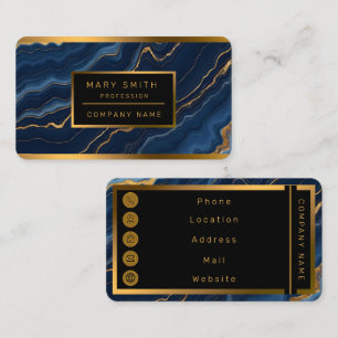 Moderne Blue Gold Marmor Collection Visitenkarte