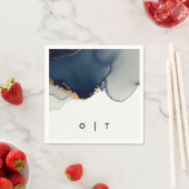 Moderne Blue Gold Monogram Beach Hochzeit Serviette (Beispiel)