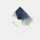 Moderne Blue Gold Monogram Beach Hochzeit Serviette (Ecke)