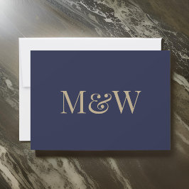 Moderne Blue-Gold-Monogram-Hochzeiten Einladung