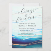 Moderne Blue Gold Ocean Wave immer für Hochzeit Einladung (Vorderseite)