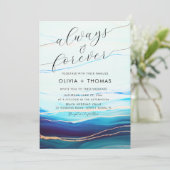 Moderne Blue Gold Ocean Wave immer für Hochzeit Einladung (Stehend Vorderseite)