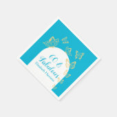 Moderne Blue Gold Schmetterlinge Fabulous Geburtst Serviette (Ecke)