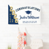 Moderne Blue Golden Abschluss Class 2025 Party Banner (Insitu)