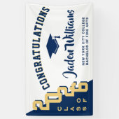 Moderne Blue Golden Abschluss Class 2025 Party Banner (Vertikal)
