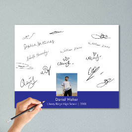 Moderne Blue Graduation Party Unterschrift Guest F Fotodruck