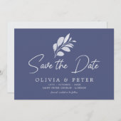 Moderne Blue Gray Foliage Hochzeit Save The Date (Vorne/Hinten)