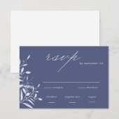 Moderne Blue Gray Foliage Wedding RSVP Card Karte (Vorne/Hinten)