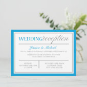 Moderne Blue & Gray Hochzeitsempfehlung Einladung (Stehend Vorderseite)