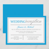 Moderne Blue & Gray Hochzeitsempfehlung Einladung (Vorne/Hinten)