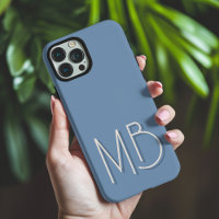 Moderne Blue Gray Monogram Initials zeitgenössisch