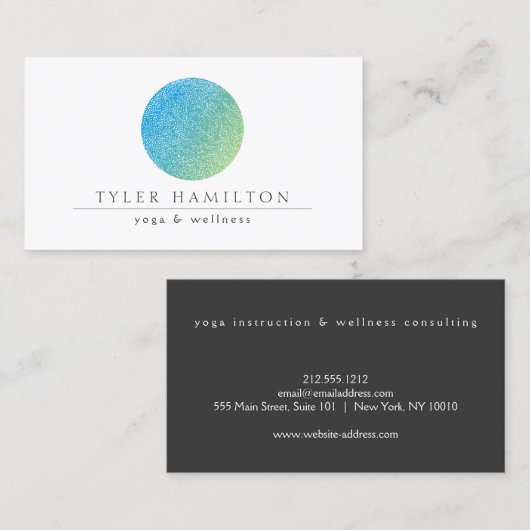 Moderne Blue Green Circle Business Card Visitenkarte (Vorne/Hinten)