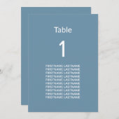 Moderne Blue Guest Names Table Card (Vorne/Hinten)