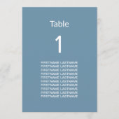 Moderne Blue Guest Names Table Card (Vorderseite)