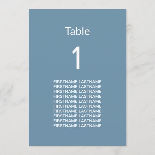 Moderne Blue Guest Names Table Card (Vorderseite)