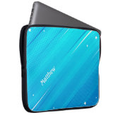 Moderne Blue Halftone Textur mit Individuelle Name Laptopschutzhülle (Vorne Rechts)