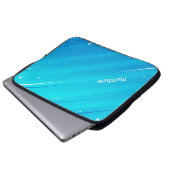 Moderne Blue Halftone Textur mit Individuelle Name Laptopschutzhülle (Vorne Knopf)