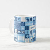 Moderne Blue Hanukkah-Symbole Tasse (Vorderseite Links)