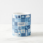 Moderne Blue Hanukkah-Symbole Tasse (Mittel)